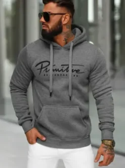 Bluza z kapturem męska grafitowa JS/8B1352/5^Ozonee Discount
