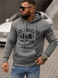Bluza z kapturem męska grafitowa JS/8B1356/5^Ozonee Fashion