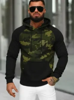 Bluza z kapturem męska khaki JS/8B158/29^Ozonee Fashion