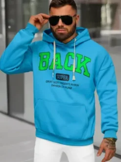 Bluza z kapturem męska niebieska O/TT30513^Ozonee Hot