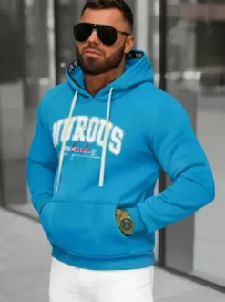 Bluza z kapturem męska niebieska O/TT30510^Ozonee Best