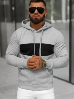 Bluza z kapturem męska szara JS/8B1308/2^Ozonee Hot