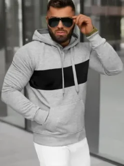 Bluza z kapturem męska szara JS/8B1308/2^Ozonee Hot