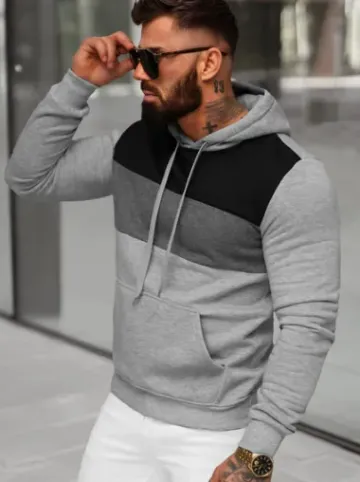 Bluza z kapturem męska szara JS/8B1312/2^Ozonee Best