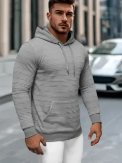 Bluza z kapturem męska szara O/TB2272Z^Ozonee Best