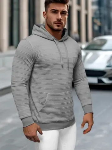 Bluza z kapturem męska szara O/TB2272Z^Ozonee Best