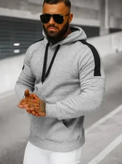 Bluza z kapturem męska szara JS/8B1318/2^Ozonee Sale