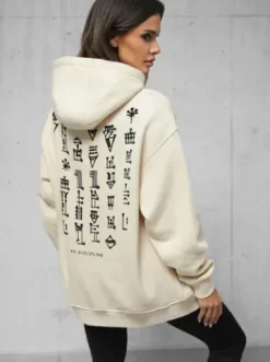 Bluza z kapturem oversize beżowa O/SWE23017Z^Ozonee Hot