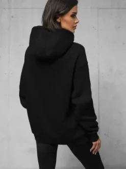 Bluza z kapturem oversize czarna O/SWE23019Z^Ozonee Sale