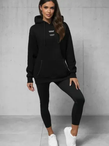 Bluza z kapturem oversize czarna O/SWE23013^Ozonee Fashion