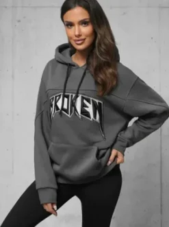 Bluza z kapturem oversize grafitowa O/SWE23019Z^Ozonee Best