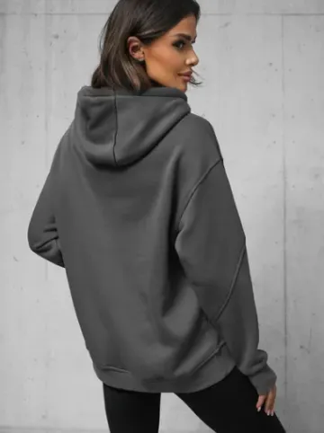 Bluza z kapturem oversize grafitowa O/SWE23019Z^Ozonee Best