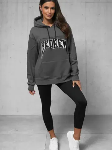 Bluza z kapturem oversize grafitowa O/SWE23019Z^Ozonee Best