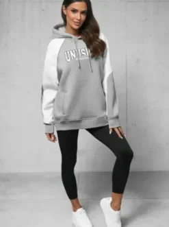 Bluza z kapturem oversize szara O/SWE23027^Ozonee New