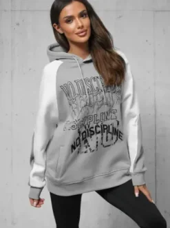 Bluza z kapturem oversize szara O/SWE23037Z^Ozonee New