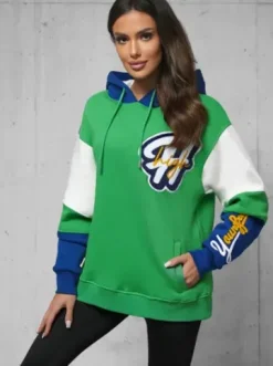 Bluza z kapturem oversize zielona O/SWE23036Z^Ozonee Discount