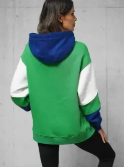 Bluza z kapturem oversize zielona O/SWE23036Z^Ozonee Discount