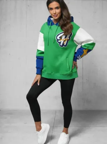 Bluza z kapturem oversize zielona O/SWE23036Z^Ozonee Discount