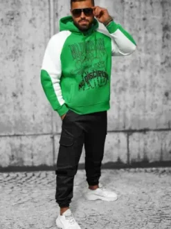 Bluza z kapturem oversize zielona O/SWE23037^Ozonee Hot