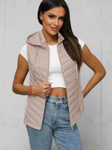 Kamizelka damska pikowana beżowa JS/16M9255/62^Ozonee Discount