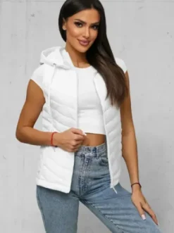 Kamizelka damska pikowana biała JS/16M9255/281^Ozonee Hot