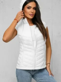 Kamizelka damska pikowana biała JS/16M9255/281^Ozonee Hot