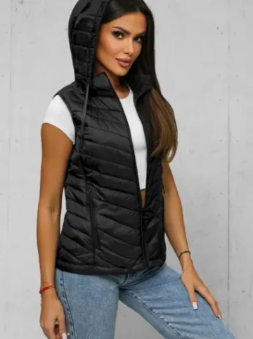 Kamizelka damska pikowana czarna JS/16M9255/392^Ozonee Discount