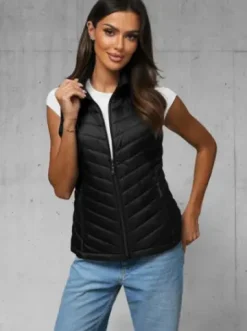Kamizelka damska pikowana czarna JS/16M9063/392^Ozonee Outlet