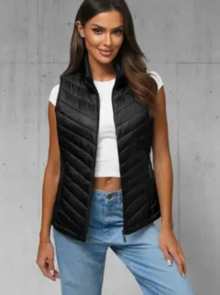 Kamizelka damska pikowana czarna JS/16M9063/392^Ozonee Outlet