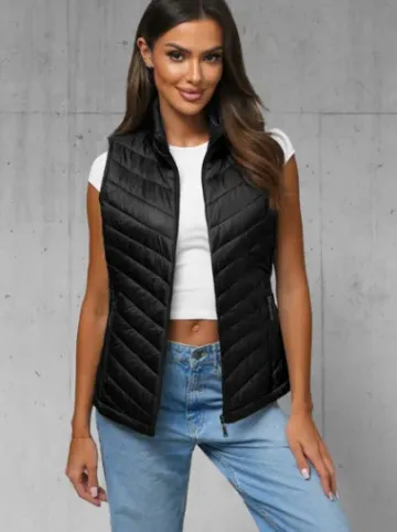 Kamizelka damska pikowana czarna JS/16M9063/392^Ozonee Outlet