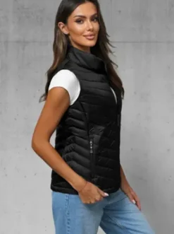 Kamizelka damska pikowana czarna JS/16M9063/392^Ozonee Outlet