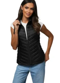 Kamizelka damska pikowana czarna JS/16M9063/392^Ozonee Outlet