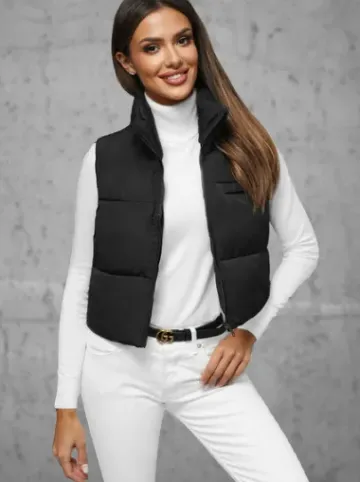 Kamizelka damska pikowana czarna JS/16M9079/392Z^Ozonee Discount