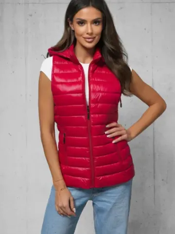 Kamizelka damska pikowana czerwona JS/16M9138/270^Ozonee Fashion
