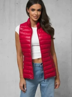 Kamizelka damska pikowana czerwona JS/16M9138/270^Ozonee Fashion