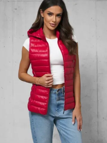 Kamizelka damska pikowana czerwona JS/16M9138/270^Ozonee Fashion