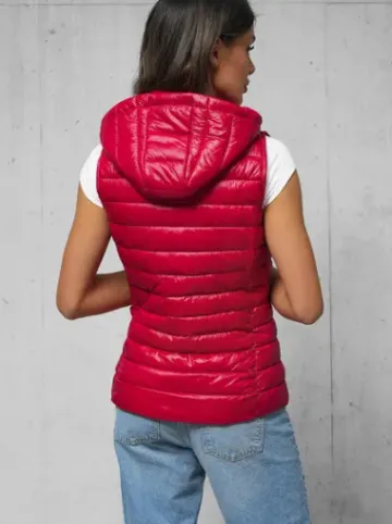 Kamizelka damska pikowana czerwona JS/16M9138/270^Ozonee Fashion