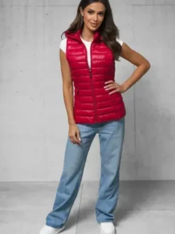 Kamizelka damska pikowana czerwona JS/16M9138/270^Ozonee Fashion