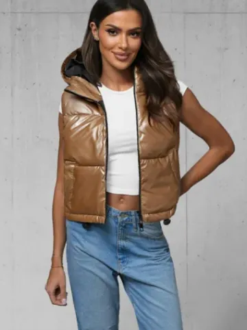 Kamizelka damska pikowana złota JS/5M3190/84^Ozonee Sale