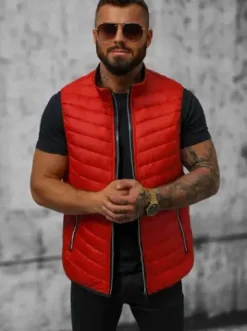 Kamizelka męska pikowana ciemno-czerwona N/7103/5Z^Ozonee Fashion