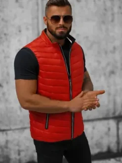 Kamizelka męska pikowana ciemno-czerwona N/7103/5Z^Ozonee Fashion