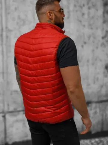 Kamizelka męska pikowana ciemno-czerwona N/7103/5Z^Ozonee Fashion