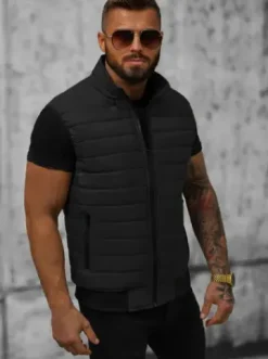 Kamizelka męska pikowana czarna JS/MY77^Ozonee Fashion