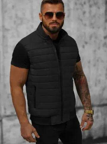 Kamizelka męska pikowana czarna JS/MY77^Ozonee Fashion