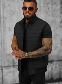 Kamizelka męska pikowana czarna JS/MY77^Ozonee Fashion