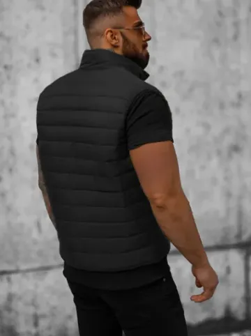 Kamizelka męska pikowana czarna JS/MY77^Ozonee Fashion