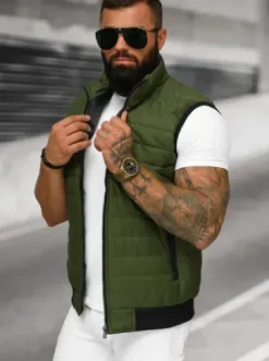 Kamizelka męska pikowana zielona JS/MY77Z^Ozonee Sale