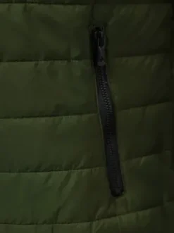 Kamizelka męska pikowana z kapturem zielona JS/MY88^Ozonee Clearance