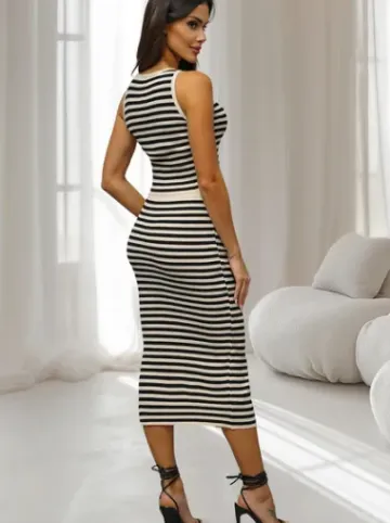 Komplet damski beżowo/czarny - top i spódnica O/JK257^Ozonee Fashion