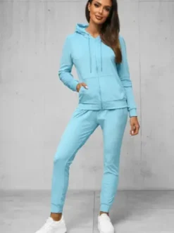 Komplet dresowy damski welurowy jasno-niebieski JS/8C1176/50Z^Ozonee Fashion